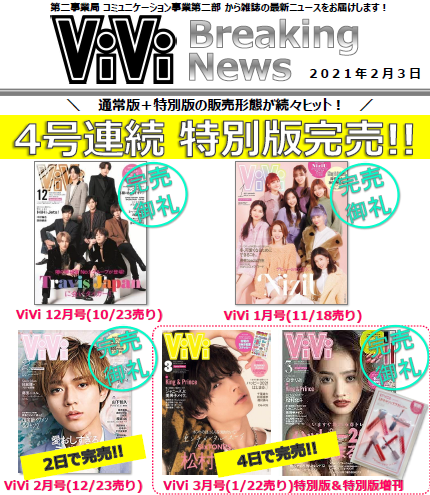 【Breaking News】ViVi４号連続で特別版完売!!